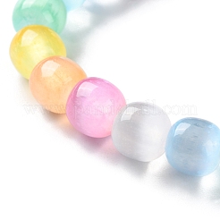 女性用染色天然セレナイトラウンドビーズストレッチブレスレット  カラフル  内径：2-1/4インチ（5.55cm）&nbsp;BJEW-G731-01A