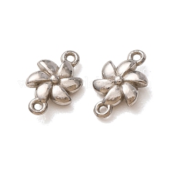 304ステンレススチールコネクタチャーム  プルメリアの花のリンク  ステンレス鋼色  10.5x6.5x2.5mm  穴：1mm&nbsp;STAS-N124-48P