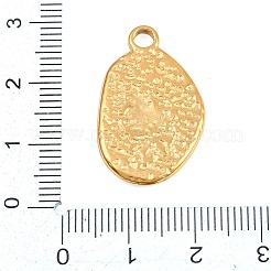 304ステンレスペンダント  ハンマー仕上げの楕円形にハート型のチャーム付き  ゴールドカラー  26x17x3mm  穴：3mm&nbsp;SA-CBA6E67-12G-02