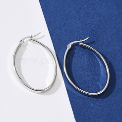 変色しない304ステンレススチールフープピアス  低刺激性のイヤリング  ステンレス鋼色  42.5x26.5x4mm  ピン：0.7x1mm&nbsp;EJEW-L232-003A-P