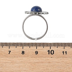 ステンレススチール製カフオープンリング  天然宝石のカボションカット  太陽  ステンレス鋼色  16mm&nbsp;RJEW-JR01078-02