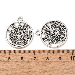 合金のチベット風チャーム  テトラグラマトンのお守り  アンティークシルバー  27x23.5x1.7mm  穴：2.2mm  約297個/1000g&nbsp;FIND-C094-14AS