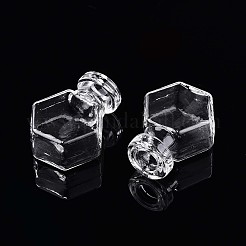 ガラスボトル  ビーズの容器  六角  透明  2~2.05x1.25~1.3x2.6~2.65cm  穴：6mm&nbsp;AJEW-N002-11