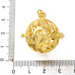 真鍮のケージペンダント  生命の木のチャームが付いた円形  ラックめっき  ゴールドカラー  27x28x24mm  穴：8x5mm&nbsp;KK-CBA8ACD-01G-A