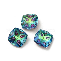 K9ガラスラインストーンカボション  ポイントバック＆バックメッキ  多面カット  正方形  ミックスカラー  18x18x7mm&nbsp;RGLA-P036-04B-M