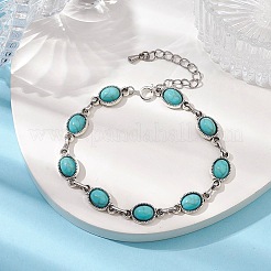 女性用合金樹脂オーバルリンクチェーンブレスレット  プラチナ  7-1/4インチ（18.5cm）&nbsp;BJEW-JB10131