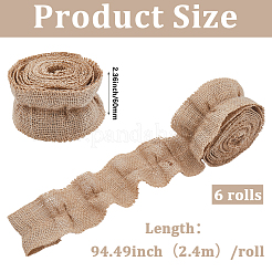 ポリエステルリボン6巻  タータン模様  クリスマスツリーの装飾用  淡い茶色  2-3/8インチ（60mm）  約2.62ヤード（2.4m）/セット&nbsp;OCOR-GF0005-84B