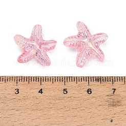 透明なアクリルビーズ  ヒトデ  ABカラーメッキ  ピンク  19x19x9mm  穴：1.6mm  約632個/500g&nbsp;AC-CBAE38D-03B