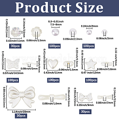 ABSプラスチック模造真珠ビーズとビーズキャップ590個  混合図形  乳白色  6~22.5x6~29x3.5~8mm  穴：1.5~2.3mm&nbsp;DIY-PA0001-02