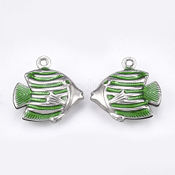 304ステンレスペンダント  エナメル  魚  ステンレス鋼色  13x12x4mm  穴：1mm&nbsp;STAS-T039-04A