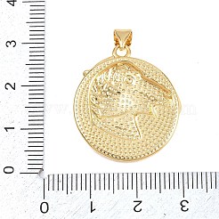 真鍮チャーム  馬の頭のチャームが付いたフラットラウンド  ゴールドカラー  27x24x4mm  穴：3x5mm&nbsp;KK-I453-02G-02