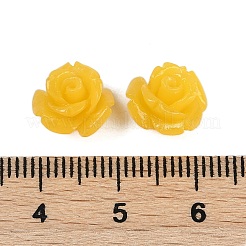 合成サンゴ刻まれたビーズ  染め  花  ゴールド  10x8.5mm  穴：1.3mm&nbsp;CORA-M001-07C