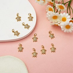 10個真鍮マイクロパヴェクリアキュービックジルコニアペンダント  カドミウムフリー＆鉛フリー  カメ  ゴールドカラー  16x10.5x2.5mm  穴：3.4mm&nbsp;KK-SZ0005-37