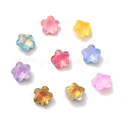 モカスタイル K9 ガラス ラインストーン カボション  尖ったバック＆バックメッキ  多面カット  スモモの花  ミックスカラー  8x4mm&nbsp;RGLA-G017-02A