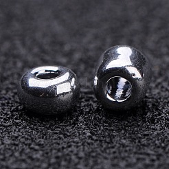 8/0電気めっきガラスシードビーズ  丸穴rocailles  プラチナメッキ  3x2.3mm  穴：0.7mm  14300個/ 440g&nbsp;SEED-Q004-02