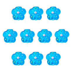 10個の手作りランプワークビーズ  バンピー  花  ディープスカイブルー  13.5~14x14.5~15x7~8mm  穴：1.4mm&nbsp;LAMP-TADJ0001-01G