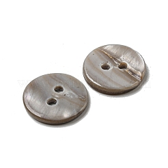 淡水シェルボタン  2穴  フラットラウンド  グレー  15x1~2mm  穴：1.5~2mm&nbsp;SHEL-C005-01B-04