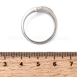 304ステンレススチール製マイクロパヴェキュービックジルコニアリング（女性用）  ハート  ステンレス鋼色  11.5mm  usサイズ8 1/2(18.5mm)&nbsp;RJEW-K316-06P