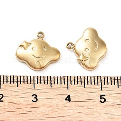 304ステンレスペンダント  笑顔のチャームが付いた雲  14KGP本金メッキ  12.5x13.5x3mm  穴：1.4mm&nbsp;STAS-L022-363G