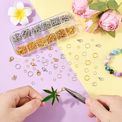 DIYジュエリーセット  鉄の丸カンと亜鉛合金のロブスタープロングクラスプ付き  プラチナ·ゴールデン  130x50x15mm&nbsp;DIY-YW0001-47