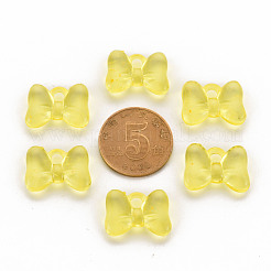 透明なアクリルパーツ  蝶結び  きいろ  13.5x18x5.5mm  穴：2.5mm  約625個/500g&nbsp;TACR-T024-02BA-916