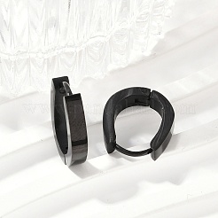 304ステンレススチール研磨効果フープピアス  イオンプレーティング（ip）  ブラック  15.5x13x3mm&nbsp;EJEW-M001-38P