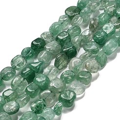 天然の緑のイチゴクォーツビーズ連売り  ナゲット  タンブルストーン  7.5~14.5x7.5~12x5.5~8.5mm  穴：0.8mm  約37~39個/連  15.75''（40センチメートル）&nbsp;G-P568-C11-01