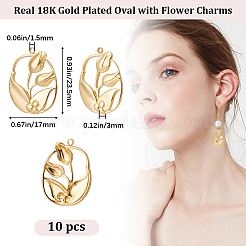 304ステンレススチールペンダント10個  花とオーバル  18KGP本金メッキ  23.5x17x3mm  穴：1.5mm&nbsp;STAS-BBC0003-46