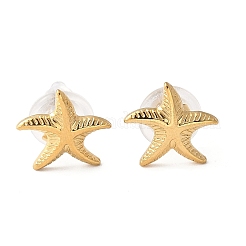 女性用304ステンレススチールスタッドピアス  18KGP本金メッキ  ヒトデ  12x11.5mm&nbsp;EJEW-Z092-01G-02