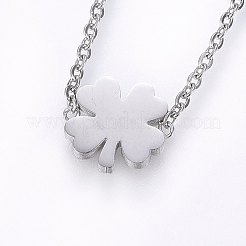 304ステンレススチールジュエリーセット  ペンダントネックレス＆スタッドピアス＆ブレスレット  クローバー  ミックスカラー  16.54インチ（42cm）  7-1/8インチ（18cm）  10x10x1.2mm  ピン：0.8mm&nbsp;SJEW-H138-07