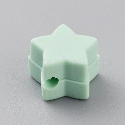 スターシリコンフォーカルビーズ  DIYの看護ネックレス用  ライトシアン  11x12x8.5mm  穴：2.2mm&nbsp;SIL-TAC0008-08M