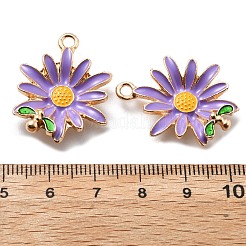 合金エナメルチャーム  花のチャーム  暗い蘭  28x21x7mm  穴：2mm&nbsp;FIND-H016-01G-01