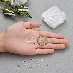 マルチペタル鉄ビーズキャップ  花  銀  6x1mm  穴：1mm  500個/箱&nbsp;IFIN-YW0001-12S