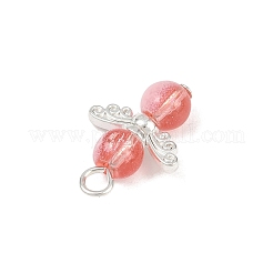 10色の合金ガラスペンダント10個。  天使  鉄ループ付き  銀  ミックスカラー  19.5x14x6mm  穴：2.5mm  1色/個&nbsp;PALLOY-JF04106