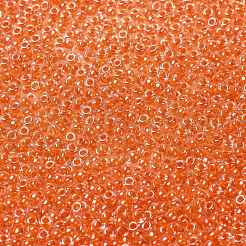 MIYUKIラウンドロカイユビーズ  日本製シードビーズ  （rr236)オレンジライニングクリスタル  8/0  3mm  穴：1mm  約422~455PCS /ボトル  10 G /ボトル&nbsp;SEED-JP0009-RR0236