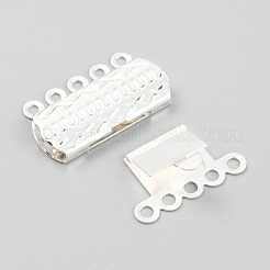 304ステンレススチールボックス留め具  マルチ連クラスプ  1連売り  5ホール  花の長方形  銀  10mm  穴：19.5x14x3mm&nbsp;STAS-H151-17S