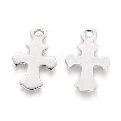 変色しにくい201ステンレススチールペンダント  クロス  ステンレス鋼色  21x13x1mm  穴：2mm&nbsp;STAS-L233-079P