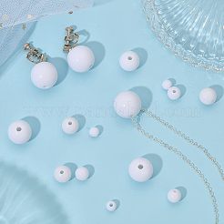 340個の不透明なアクリルビーズ  ラウンド  ホワイト  6~16x5~15mm  穴：1.8~2.8mm&nbsp;MACR-CA0001-36