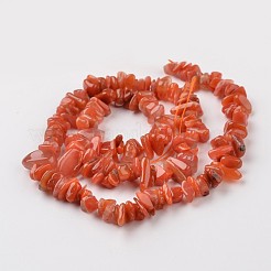 チップの天然赤南瑪瑙ビーズ連売り  グレードA +  4~11x5~7x2~4mm  穴：1mm  約15.7インチ&nbsp;G-M349-08