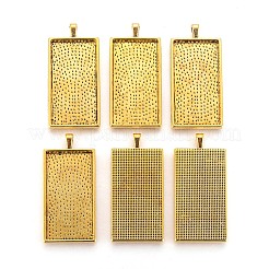 合金カボションセッティングペンダント  プレーンエッジベゼルカップ  カドミウムフリー＆鉛フリー  長方形  アンティーク黄金  59x28.4x4.8mm  穴：8x4mm  トレイ：47x24mm&nbsp;LS-PALLOY-2418-AG-FF