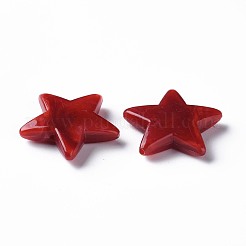 ツートンアクリルビーズ  天然石風  スター  暗赤色  20.5x22x4.5mm  穴：1mm  約445個/500g&nbsp;MACR-S272-77E