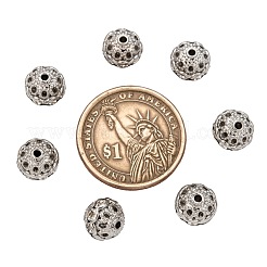 真鍮製のラインストーンビーズ  グレードA  ラウンド  白金金属色  透明  サイズ：直径約10mm  穴：1.2mm&nbsp;X-RB-H041-14
