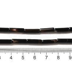天然石黒瑪瑙ビーズ連売り  コラム  染め＆加熱  ブラック  サイズ：幅さ約4mm  長さ13mm  穴：1mm  30個/連  15.5インチ&nbsp;G-H013-49