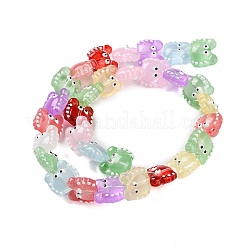 透明ガラスビーズ連売り  エナメル  カニ  ミックスカラー  12~13x13~14x6~7mm  穴：1mm  約30個/連  13.39インチ（34cm）&nbsp;LAMP-L078-010A