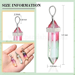 14 個 7 色ファセット弾丸ガラス尖ったペンダント  プラチナメッキ合金パーツ  ミックスカラー  41x13.5mm  穴：3.5mm  2個/カラー&nbsp;GLAA-CJ0001-71