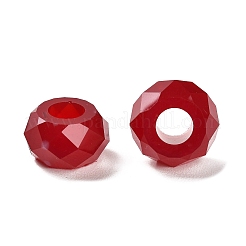 レジンヨーロピアンビーズ  大穴ビーズ  多面カット  ロンデル  暗赤色  13.5x8mm  穴：5.5mm&nbsp;RESI-B020-06L