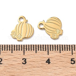 ハロウィン 304 ステンレススチールチャーム  カボチャ  イオンプレーティング（ip）  18KGP本金メッキ  11x10x1mm  穴：1.6mm&nbsp;STAS-Z184-12G