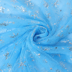 ポリエステル織物  服装アクセサリー  雪の結晶模様  ライトスカイブルー  1500mm&nbsp;DIY-WH20025-048B