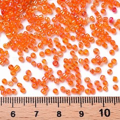 ラウンドガラスシードビーズ  透明色の虹  ラウンド  レッドオレンジ  12/0  2mm  穴：1mm  約30000個/ポンド&nbsp;SEED-A007-2mm-169B