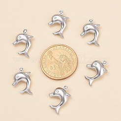 変色しにくいドルフィン 304 ステンレス ペンダント  ステンレス鋼色  21x16x4mm  穴：1mm&nbsp;X-STAS-I045-29